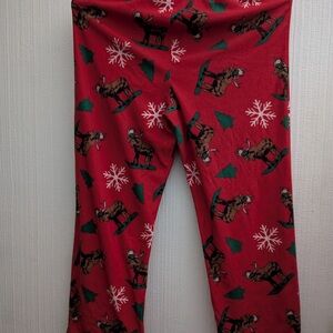 Festive Red Kids Sweatpants with Moose Print